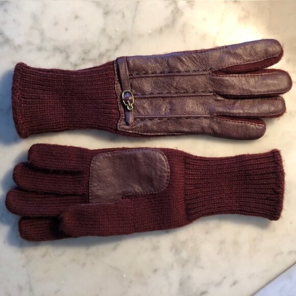 AIGNER Stretch Faux Leather Knit Gloves - Picture 2 of 15